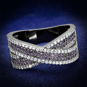 TS522 - Ruthenium 925 Sterling Silver Ring with AAA Grade CZ  in Amethyst - Joyeria Lady