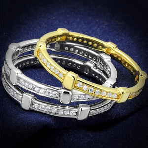 TS527 - Gold+Rhodium 925 Sterling Silver Ring with AAA Grade CZ  in Clear - Joyeria Lady