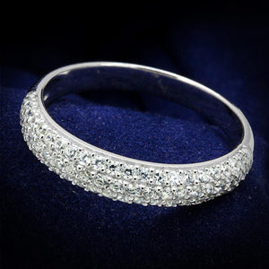 TS535 - Rhodium 925 Sterling Silver Ring with AAA Grade CZ  in Clear - Joyeria Lady