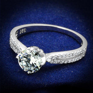 TS537 - Rhodium 925 Sterling Silver Ring with AAA Grade CZ  in Clear - Joyeria Lady
