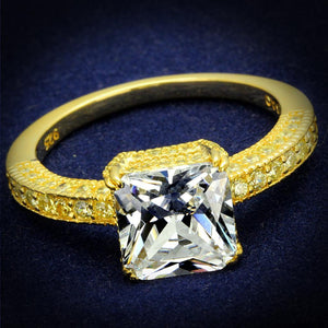 TS539 - Gold 925 Sterling Silver Ring with AAA Grade CZ  in Clear - Joyeria Lady