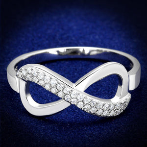 TS541 - Rhodium 925 Sterling Silver Ring with AAA Grade CZ  in Clear - Joyeria Lady