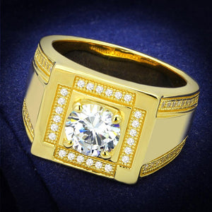 TS552 - Gold 925 Sterling Silver Ring with AAA Grade CZ  in Clear - Joyeria Lady