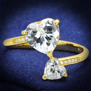 TS555 - Gold 925 Sterling Silver Ring with AAA Grade CZ  in Clear - Joyeria Lady