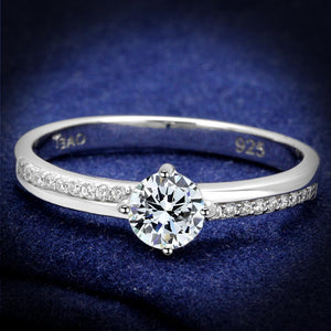 TS560 - Rhodium 925 Sterling Silver Ring with AAA Grade CZ  in Clear - Joyeria Lady