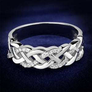 TS566 - Rhodium 925 Sterling Silver Ring with AAA Grade CZ  in Clear - Joyeria Lady