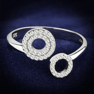 TS567 - Rhodium 925 Sterling Silver Ring with AAA Grade CZ  in Clear - Joyeria Lady