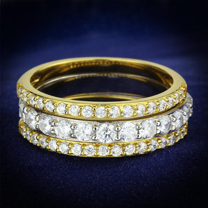 TS568 - Gold+Rhodium 925 Sterling Silver Ring with AAA Grade CZ  in Clear - Joyeria Lady