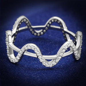 TS576 - Rhodium 925 Sterling Silver Ring with AAA Grade CZ  in Clear - Joyeria Lady
