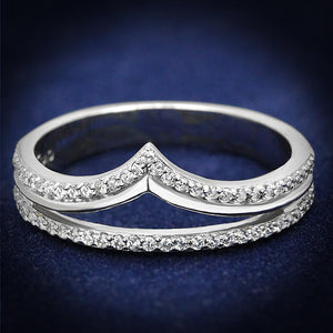 TS582 - Rhodium 925 Sterling Silver Ring with AAA Grade CZ  in Clear - Joyeria Lady