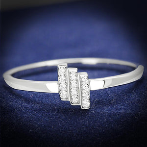 TS584 - Rhodium 925 Sterling Silver Ring with AAA Grade CZ  in Clear - Joyeria Lady