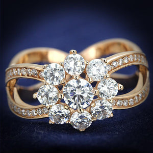 TS586 - Rose Gold 925 Sterling Silver Ring with AAA Grade CZ  in Clear - Joyeria Lady
