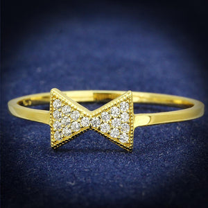 TS593 - Gold 925 Sterling Silver Ring with AAA Grade CZ  in Clear - Joyeria Lady