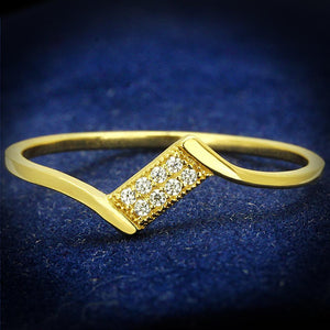 TS594 - Gold 925 Sterling Silver Ring with AAA Grade CZ  in Clear - Joyeria Lady