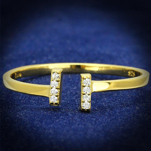 TS595 - Gold 925 Sterling Silver Ring with AAA Grade CZ  in Clear - Joyeria Lady