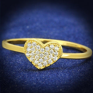 TS596 - Gold 925 Sterling Silver Ring with AAA Grade CZ  in Clear - Joyeria Lady