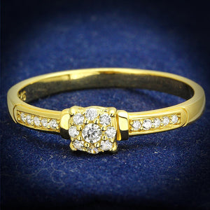 TS597 - Gold 925 Sterling Silver Ring with AAA Grade CZ  in Clear - Joyeria Lady