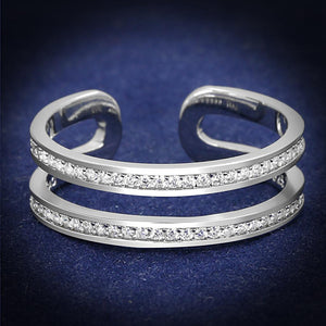 TS605 - Rhodium 925 Sterling Silver Ring with AAA Grade CZ  in Clear - Joyeria Lady