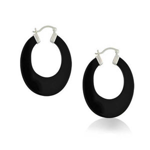 Turquoise Gemstone Round Flat Hoop Earrings Sterling Silver 1 Dia