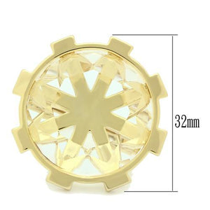 VL006 Gold Brass Ring with Synthetic in Clear