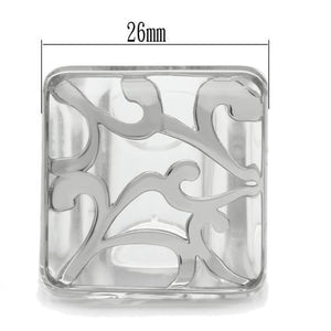 VL012 Rhodium Brass Ring with Synthetic in Clear