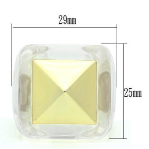 VL015 Gold Brass Ring with Synthetic in Clear