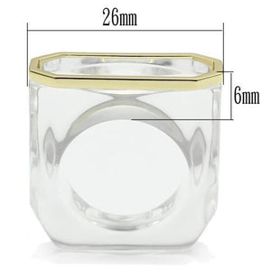 VL016 Gold Brass Ring with Synthetic in Clear