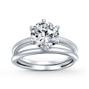 3.5CT Solitaire CZ Engagement Wedding Band Ring Set Sterling Silver