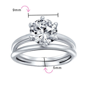 3.5CT Solitaire CZ Engagement Wedding Band Ring Set Sterling Silver