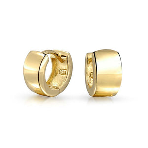 Rose Gold Plated Sterling Silver Wide Hoop Earrings Men Women