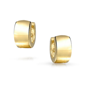 Rose Gold Plated Sterling Silver Wide Hoop Earrings Men Women