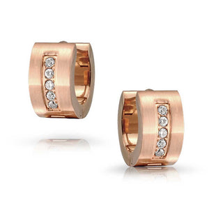 CZ Hoop Kpop Earrings Black, Rose, Gold Plated Stainless Steel