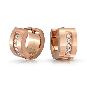 CZ Hoop Kpop Earrings Black, Rose, Gold Plated Stainless Steel