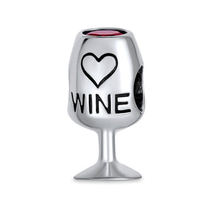 Sommelier Wine Glass Drink Goblet Food Bead Charm Sterling Silver