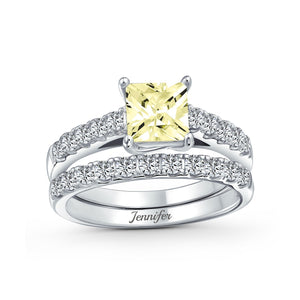1CT Princess Cut Solitaire AAA CZ Engagement Ring Set Sterling Silver