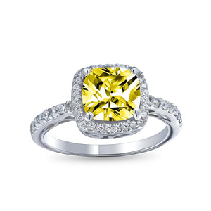 3CT Square Cushion Cut AAA CZ Halo Engagement Ring 925 Sterling Silver