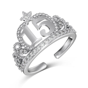 Anillo de Quinceañera Plata .925 con Baño de Rhodium