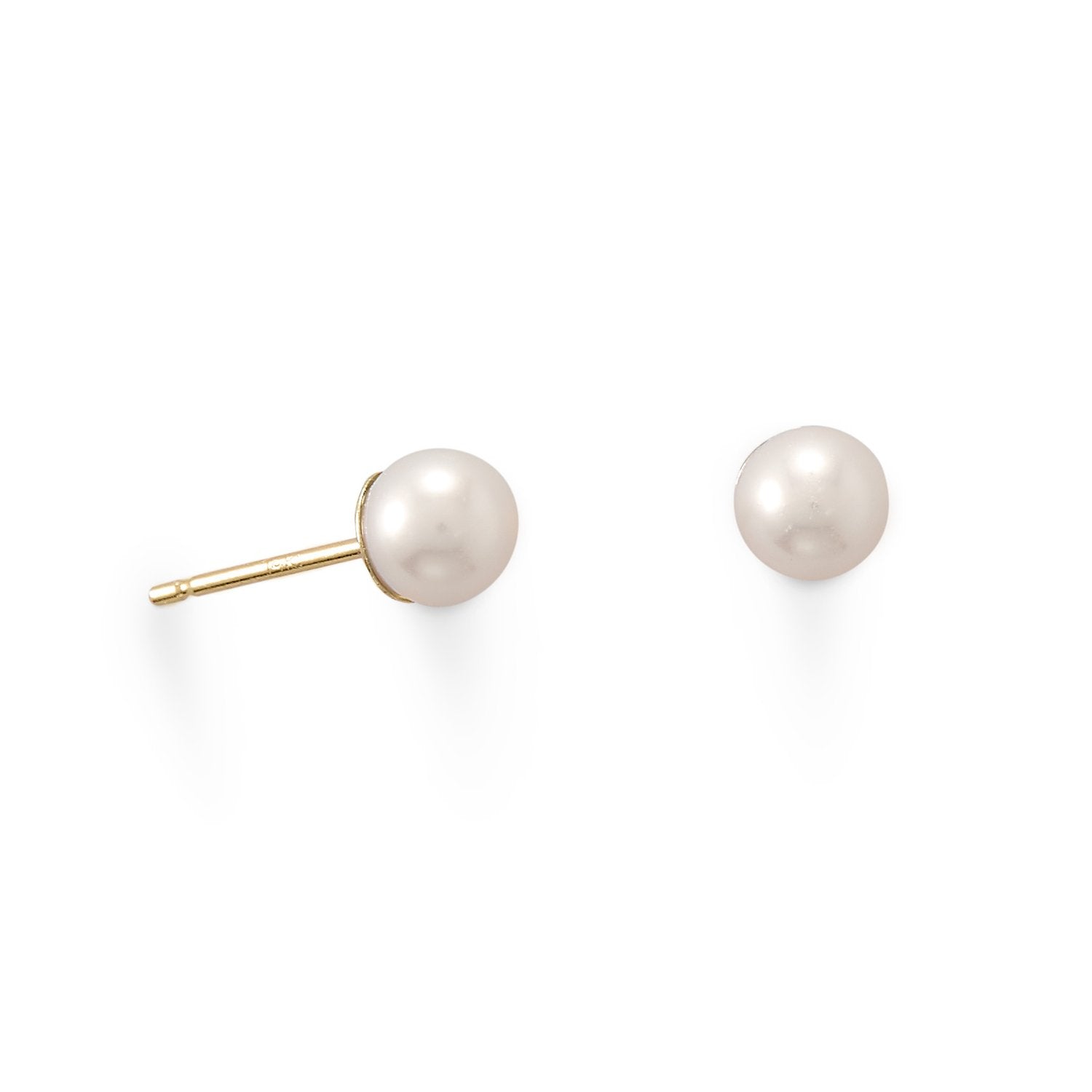 14 Karat Gold Cultured Freshwater Pearl Stud Earrings - Joyeria Lady