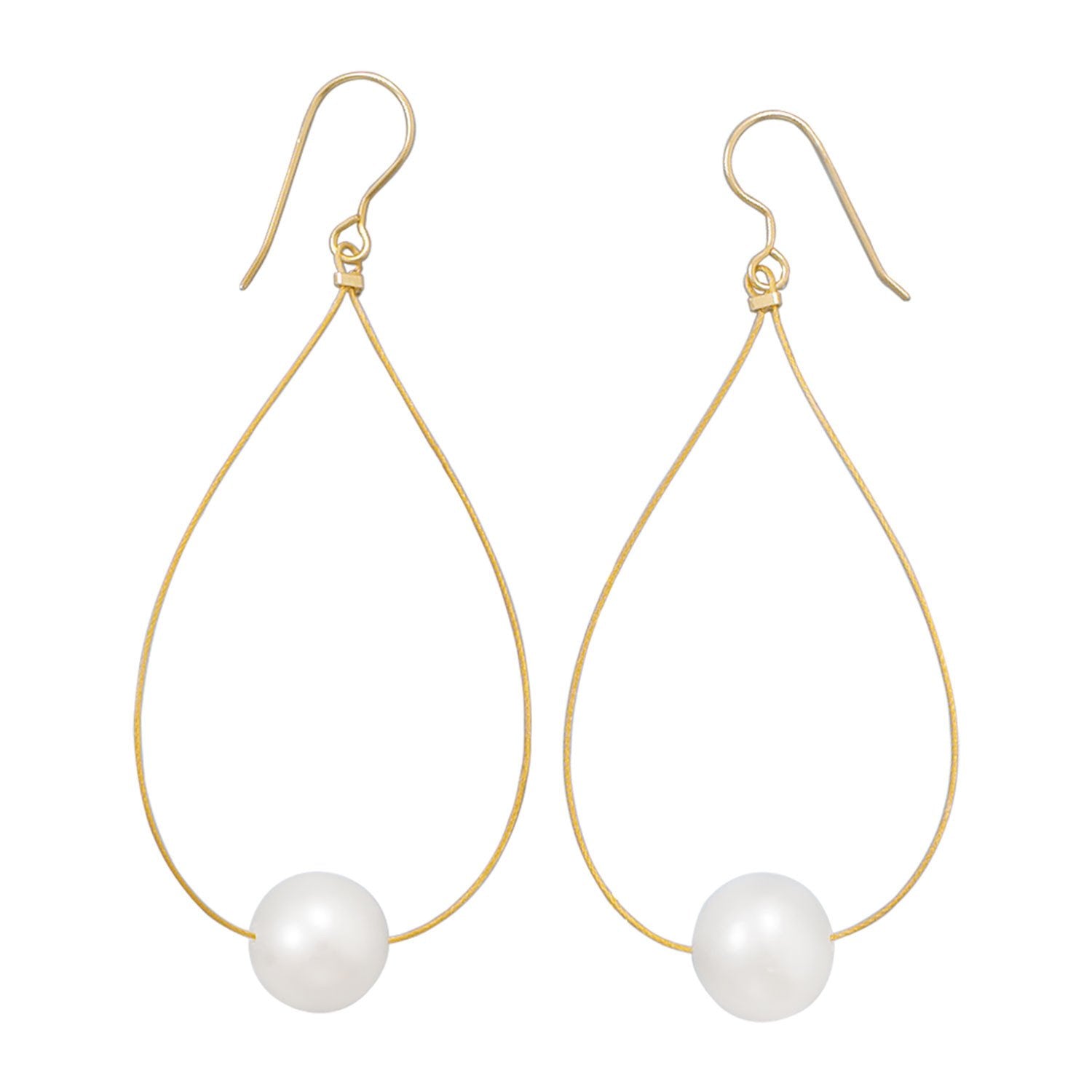 24 Karat Gold Plated Cultured Freshwater Pearl Earrings - Joyeria Lady