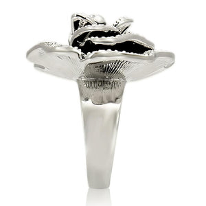 0W252 Rhodium Brass Ring with Top Grade Crystal in Clear