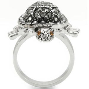 0W285 Rhodium Brass Ring with Top Grade Crystal in Multi Color