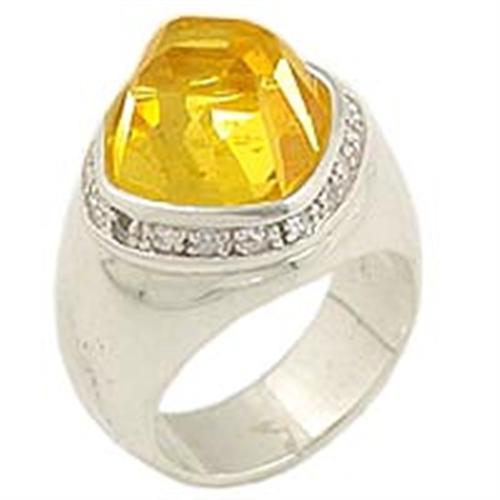 0F223 - High-Polished 925 Sterling Silver Ring with AAA Grade CZ  in Citrine - Joyeria Lady
