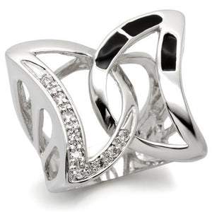 0W050 Rhodium Brass Ring with AAA Grade CZ in Clear - Joyeria Lady