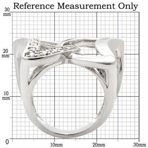 0W050 Rhodium Brass Ring with AAA Grade CZ in Clear