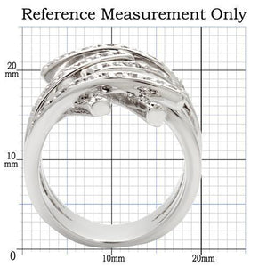 0W061 Rhodium Brass Ring with AAA Grade CZ in Clear