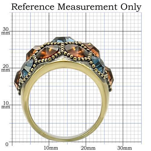0W234 Antique Copper Brass Ring with Top Grade Crystal in Multi Color - Joyeria Lady