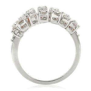 0W241 Rhodium Brass Ring with AAA Grade CZ in Clear