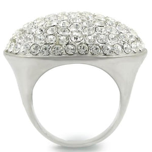 0W348 Rhodium+Brushed Brass Ring with Top Grade Crystal in Clear