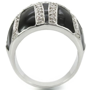 0W355 Rhodium Brass Ring with AAA Grade CZ in Clear