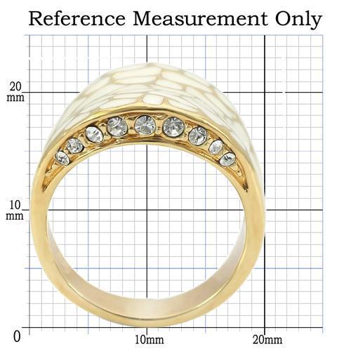 0W379 Gold Brass Ring with Top Grade Crystal in Clear - Joyeria Lady